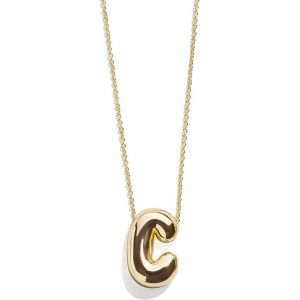 Gold Bubble Initial Necklace - C