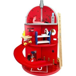 Wooden Fire Station Playset