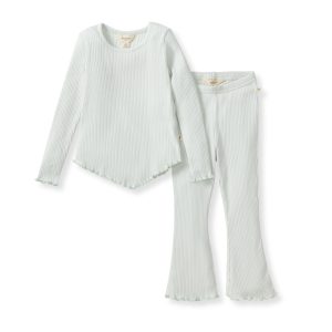 Ribbed Tee & Flare Pants Set